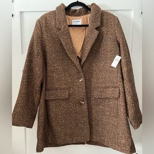 NWT Herringbone Blazer Coat - Brown, Tan, Old Navy, Pockets, Two Buttons